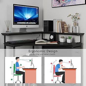 Amazon.com: VENNQD Corner Desk with Drawers Shelves for